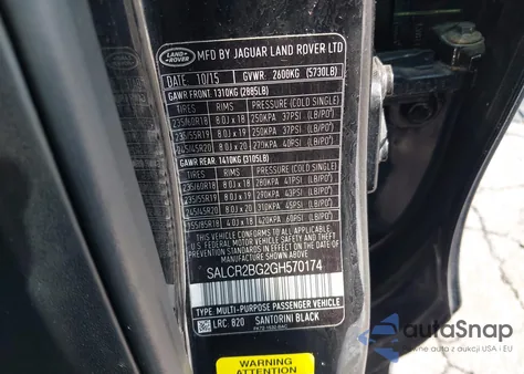 2016 Land Rover Discovery Sport Hse z USA, uszkodzony, nr VIN SALCR2BG2GH570174